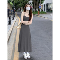 GUOCILRN韩版温柔风洋气连衣裙女夏新款纯欲法式收腰甜辣妹吊带长裙子