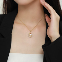 周大生珍珠项链金色复古大颗珍珠套链S925银高级首饰母亲节