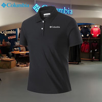 哥伦比亚（Columbia）夏季速干男士短袖POLO衫舒适百搭翻领T恤商务休闲半袖运动户外 GL27黑色 M （81-101斤）