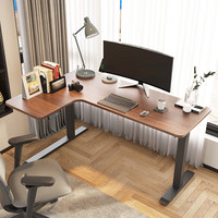 智芯转角书桌书架一体学生家用拐角电脑桌L型办公桌电动升降桌