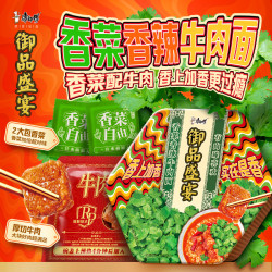 康师傅 御品大肉块盛宴香菜香辣牛肉面方便面泡面6盒
