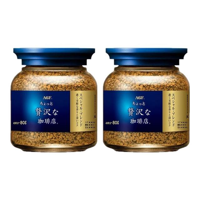 AGF 蓝金罐混合风味无蔗糖速溶黑咖啡 80g*2罐 日本原装进口