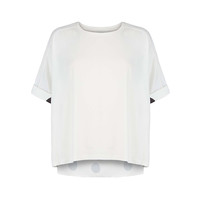 【好物体验专享】sdeer圣迪奥休闲波点拼接卷边短袖T恤S252Z0104 本白/9B 160/S