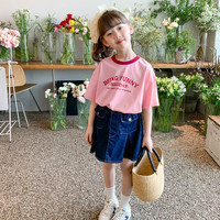 左西女童短袖T恤儿童夏装2025新款女孩夏季上衣洋气潮 【柔软】 -字母 -VNY232610
