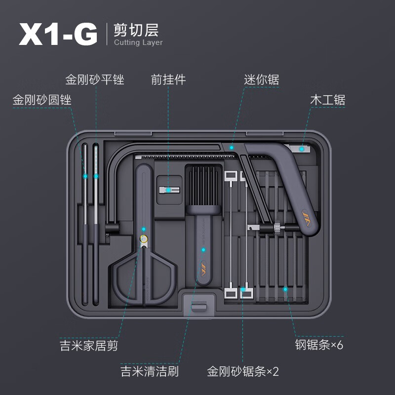 吉米家居家用工具箱多功能电动螺丝刀电批电钻套装吉米工具箱套装吉米盒子 手工切割G层