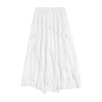翊尚美白色半身裙女夏季2025高腰垂感a字蕾丝半裙长裙不规则蛋糕裙 白色小个子 【自带公主防透内衬】 XL 【适合126-145斤】