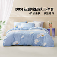 LOVO罗莱生活旗下品牌 床上三/四件套全棉卡通被套床单双人床 花影如烟 1.2米床 床单款 (被套150*215cm)