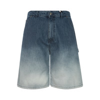 MSGM 春季蓝色渐变图案男士休闲宽松水洗牛仔裤短裤