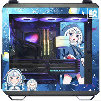 华硕 ASUSTUF GT502弹药库海景房机箱 常规无界版主题BTF背插天选吹雪姬动漫灯板台式机电脑机箱 GURA鲨鲨主题(黑机箱+灯板)