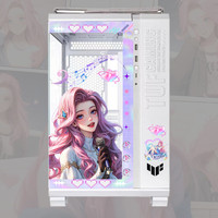 华硕 ASUSTUF GT502弹药库海景房机箱 常规无界版主题BTF背插天选吹雪姬动漫灯板台式机电脑机箱 萨勒芬妮主题-无界版(白机箱+灯板)