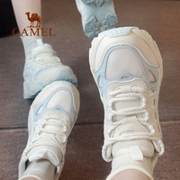 CAMEL骆驼星途运动鞋女2025春夏透气休闲鞋女鞋厚底增高老爹鞋男女 X24C097612R，燕麦色，女款（加绒） 36