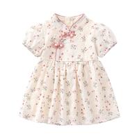 班喜迪女童夏装连衣裙儿童汉服小童旗袍女宝宝公主裙周岁礼服夏季