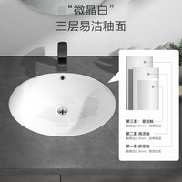 JOMOO九牧卫浴多尺寸抗菌陶瓷台下盆洗手盆防溅水单盆面盆家用洗脸池 中方形台下盆12733+翻板下水+角阀+抽拉龙头