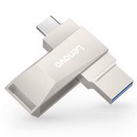 联想(Lenovo)U盘Type-C USB3.2 苹果 双接口旋转手机U盘 金属耐用 商务办公必备闪存盘 SS360系列 银色 联想 SS370 银色 64GB