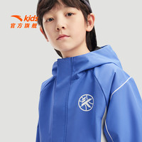 安踏儿童男大童运动上衣2025年春秋舒适中大童运动连帽薄外套 基础黑-1