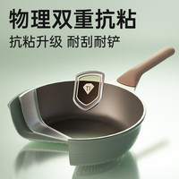 炊大皇不粘煎锅陶瓷外壁不脏锅平底锅 加深聚油煎锅牛排锅含钛煎锅28cm 【聚油不凸底】钛盾不粘 28cm