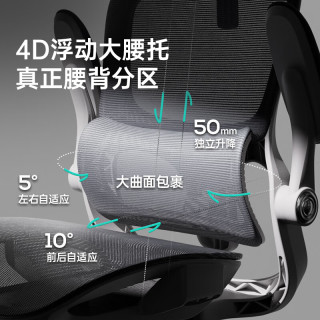 黑白调 人工力学 人体工学椅  P2Pro霜白脚托 转椅