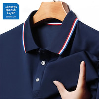 JEANSWEST IFE真维斯夏季短袖POO衫男女同款商务休闲通勤风上衣情侣款宽松衣服