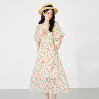 秋水伊人法式复古X版连衣裙2024夏季新款碎花收腰女气质高级感印花裙子