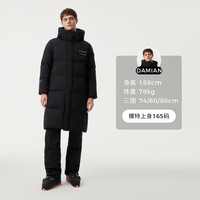 坦博尔 2024年极寒鹅绒羽绒服男女长款连帽保暖滑雪外套TEF550869D 黑色 170