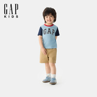 Gap男幼童2025夏季新款LOGO纯棉撞色短袖T恤儿童装休闲美版767439