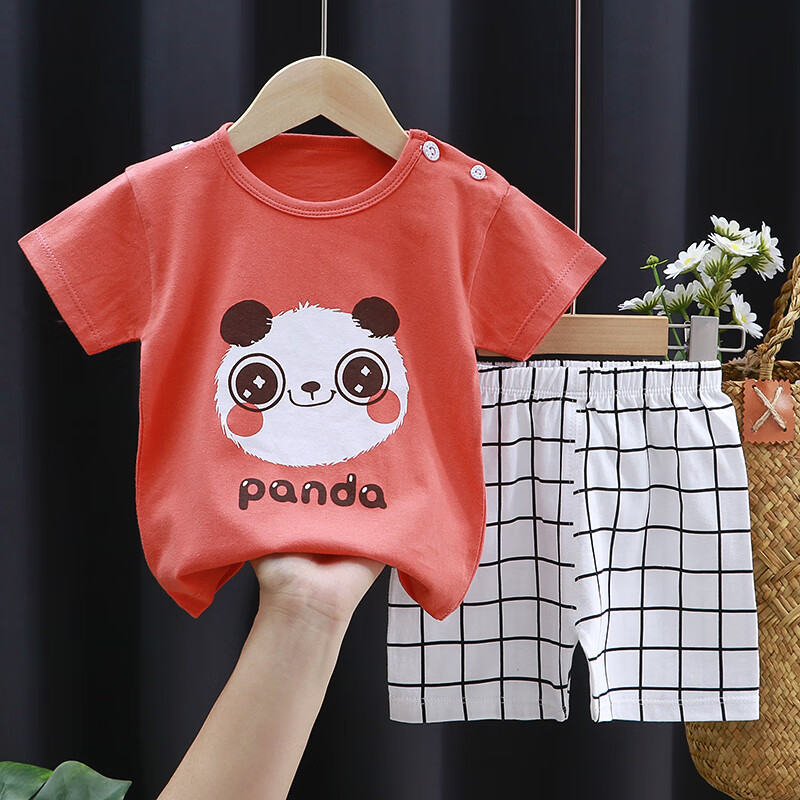 贝婴初儿童短袖套装夏季纯棉男童衣服薄款女童t恤夏装服装宝宝童装 B54 130