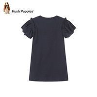 暇步士（Hush Puppies）童装女童夏季精梳棉汗布时尚休闲百搭半袖连衣裙 藏蓝 150 cm