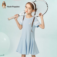 暇步士（Hush Puppies）童装儿童女童夏季时尚甜美连衣裙 冰晶蓝B 130