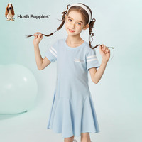 暇步士（Hush Puppies）童装儿童女童夏季时尚甜美连衣裙 冰晶蓝B 120