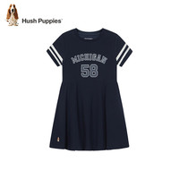 暇步士（Hush Puppies）童装儿童女童夏季时尚甜美连衣裙 藏蓝D 120