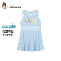 暇步士（Hush Puppies）童装儿童女童夏季时尚甜美连衣裙 冰晶蓝C 【无袖款】 105