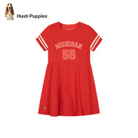 暇步士（Hush Puppies）童装儿童女童夏季时尚甜美连衣裙 樱桃红D 140