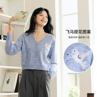 秋水伊人微宽松手工绣花花纱开衫秋季新款女装小个子针织衫