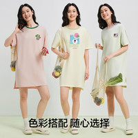 有棵树睡裙女春夏100%全棉短袖精梳棉睡裙可外穿家居服女士简约中长裙