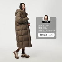 坦博尔冬季羽绒服女长款连帽加厚保暖面包服美拉德外套TBF530832D 坚果壳色 XL (175)