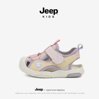 Jeep宝宝凉鞋婴幼儿学步鞋2025夏季包头软底女童机能鞋男童沙滩鞋 粉紫 22 鞋内长约15.0cm
