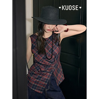 阔色(kuose)格子无袖收腰背心吊带女装2025春夏季新款设计感外穿上衣 5月16日发