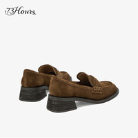 73Hours难哄章若楠同款女鞋风笛乐章2025金币乐福鞋粗跟小皮鞋