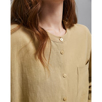 初语松弛感莱赛尔亚麻衬衫女2025春季禅意新中式圆领小衫上衣 香槟色 XL
