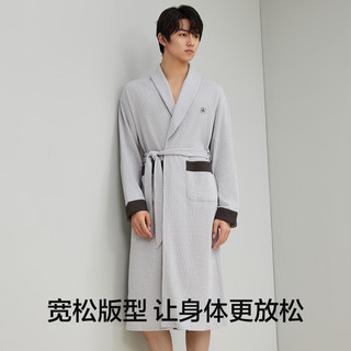 有棵树男士睡袍新疆长绒棉华夫格宽松裸感加长款睡衣男浴袍家居服