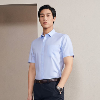 雅戈尔 短袖衬衫男素色DP免烫衬衫全棉面料舒适透气抗皱易打理