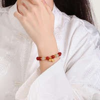 周大生 好柿花生红玛瑙纯银国风女手链母亲节