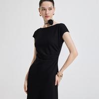25年夏季细闪烫钻小黑裙收腰显瘦鱼尾连衣裙女