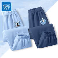 真维斯童装防蚊裤男童2025年夏季薄款凉感长裤中大童夏装儿童夏款裤子 浅蓝/J方头怪K-藏蓝/J大眼怪K 160
