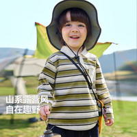 DUDUJIA嘟嘟家【服饰5折】男童针织T恤春装儿童条纹polo领长袖宝宝露营风上衣女