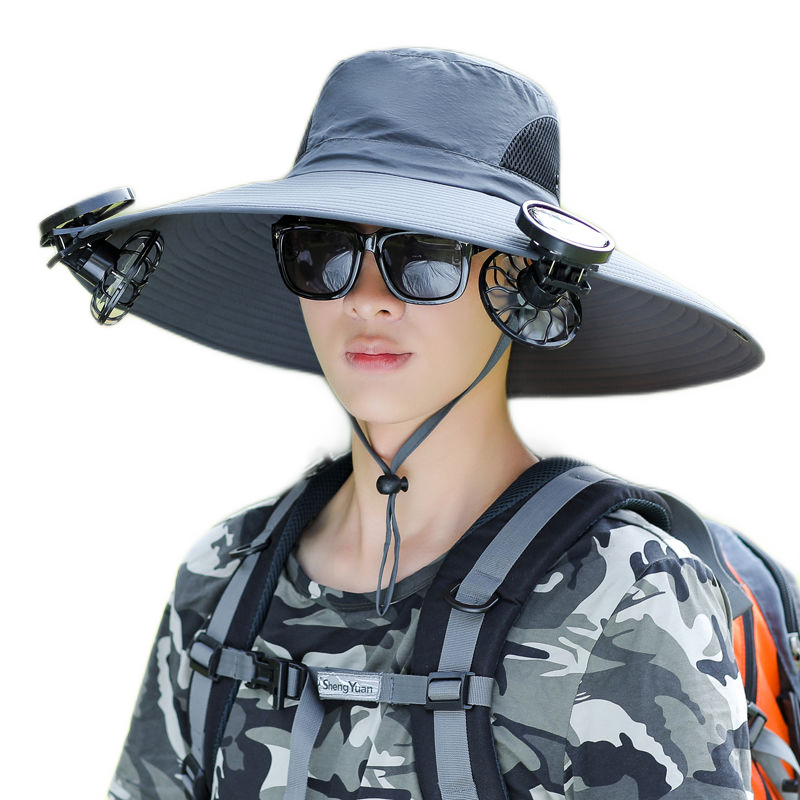 帝行 太阳能风扇帽 大檐透气防晒遮阳帽