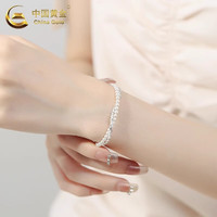 中国黄金(CHINA GOLD)925纯银珍珠碎银子银手链女生轻奢手饰母亲节 【京速达】纯银珍珠碎银子手链