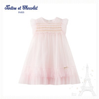88VIP：TARTINE ET CHOCOLAT tartineetchocolat法国巧克力童装25夏季新款女童圆领压褶连衣裙