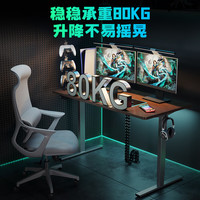 乐歌（Loctek）电动智能升降桌电脑桌站立办公简约家用居家书桌E2S 【E2S】黑腿+灰木纹色桌板 1.4*0.7米桌板