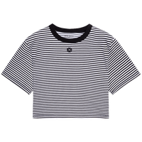 MISS SIXTYT恤女条纹圆领套头短款宽松四叶草上衣